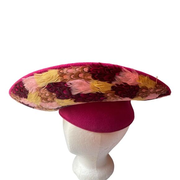Jack Mcconnell New York Ladies Felt Hat W/ Feathers